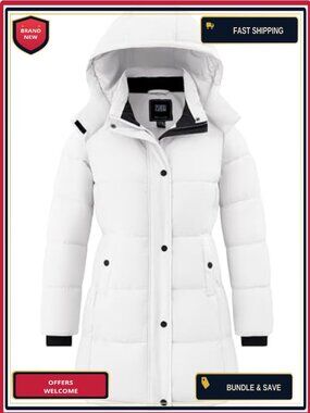 Long Quilted Waterproof Puffer Jacket Parka with Hood